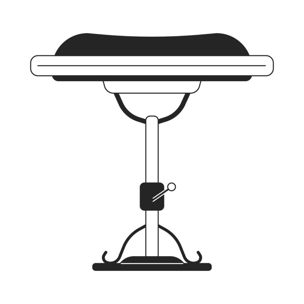Piano bench adjustable black and white 2D line cartoon object. Grand piano accessory isolated vector outline item. Equipment for musical instrument. Keyboard stool monochromatic flat spot illustration
