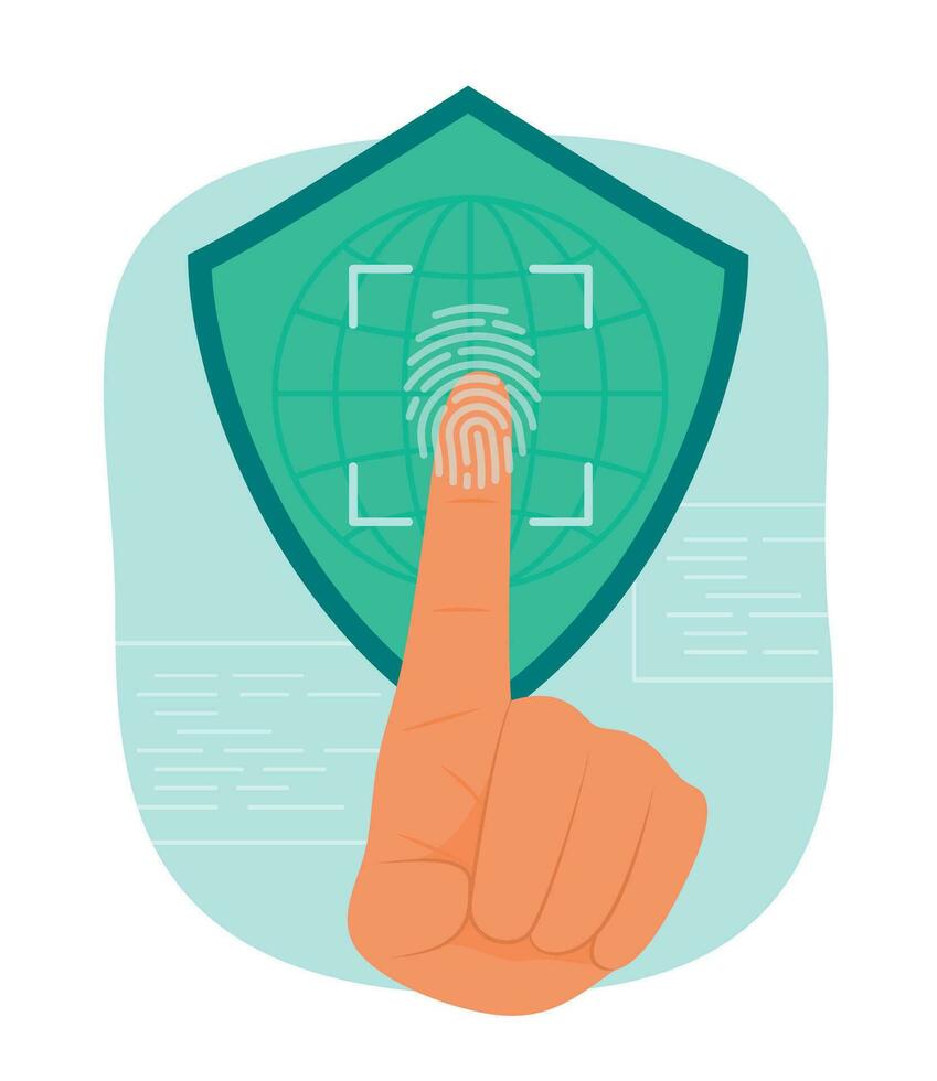 Biometric Fingerprint Scanning for Cyber Security Concept Illustration vector