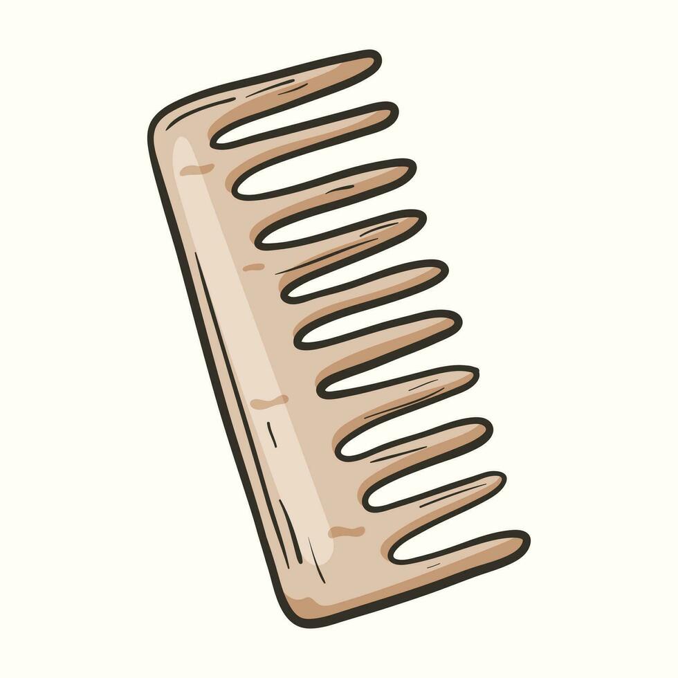 Vector doodle illustration of hair comb oon white background.