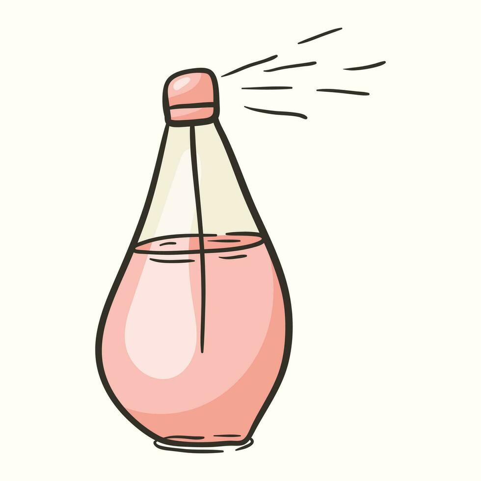 vector aislado garabatear ilustración de perfume botella con pulverizador.