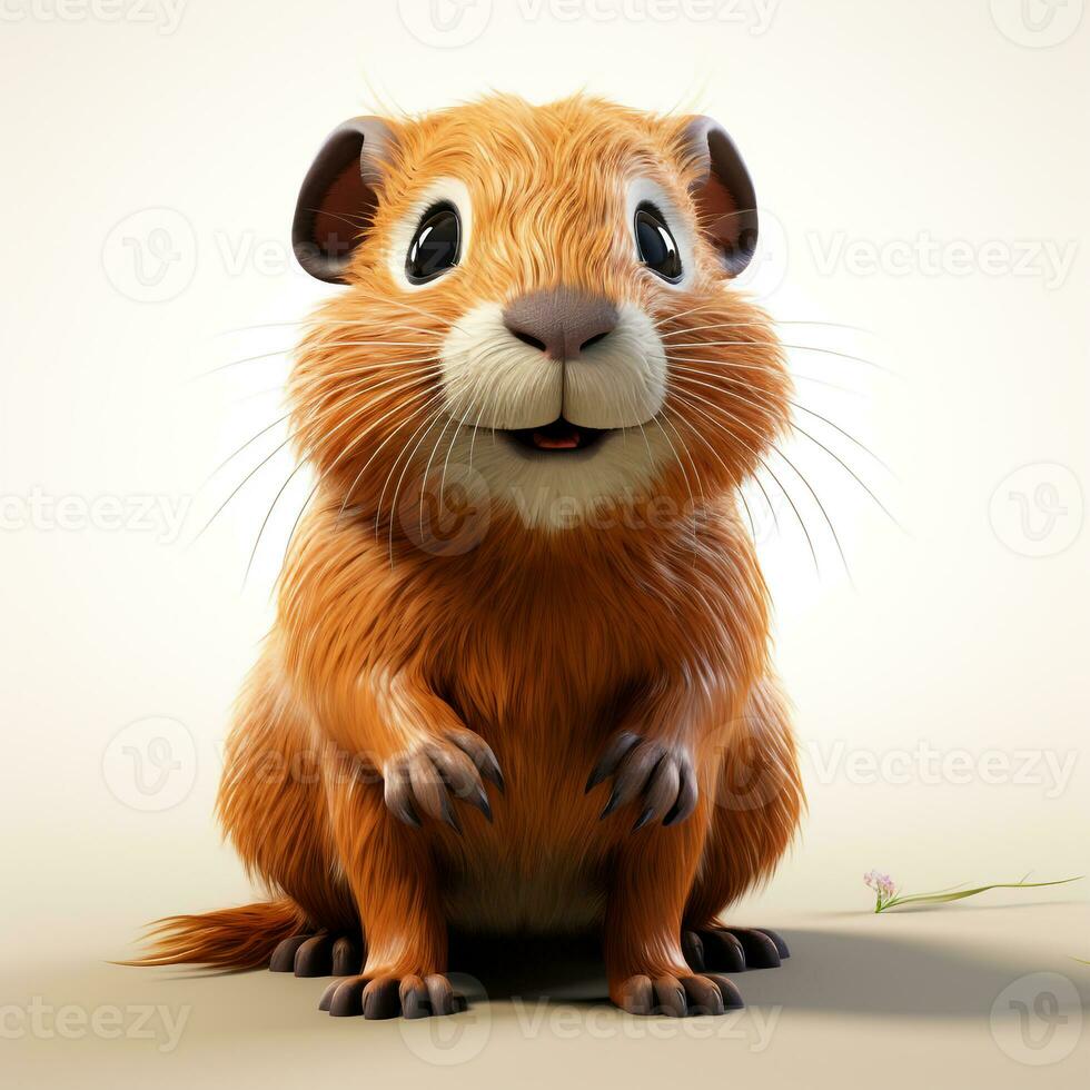 3d cartoon cute capybara ai photo