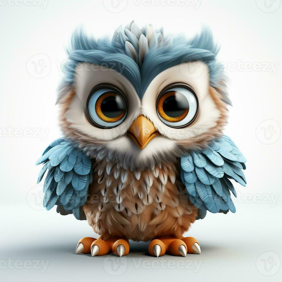 3d cartoon cute owl ai photo