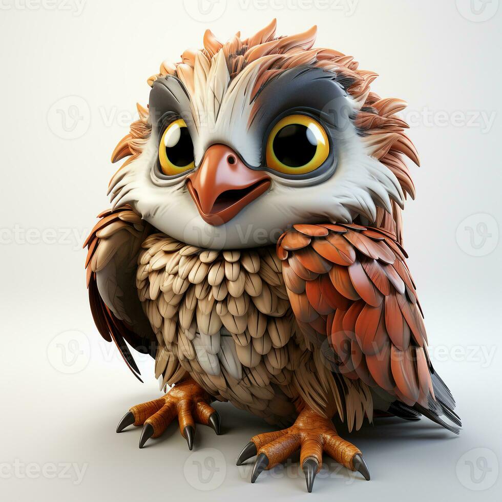 3d cartoon cute owl ai photo