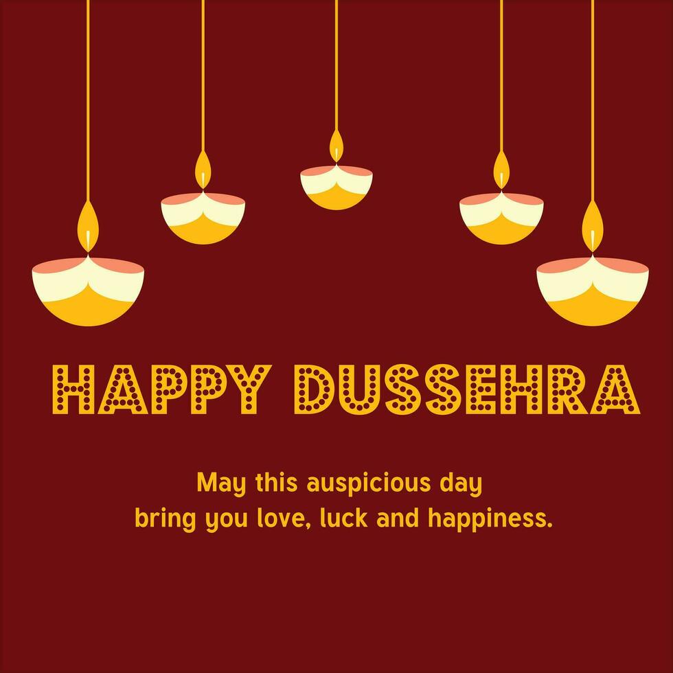 Happy Dussehra with diya template vector