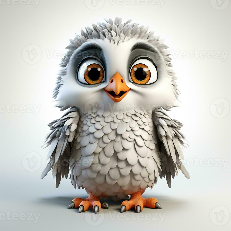 3d cartoon cute falcon bird ai photo