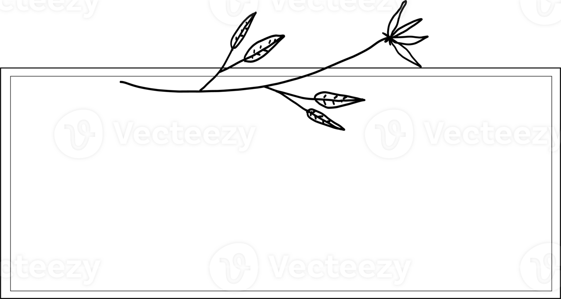 Doodle botanical line art for logo design on transparent background. png