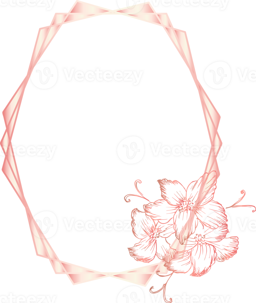 meetkundig krans kader met bloemen. png