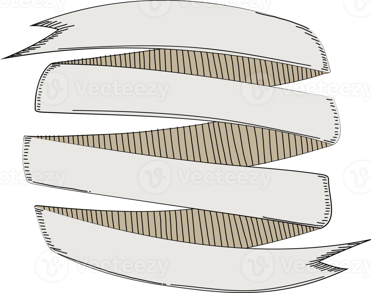 Vintage hand drawn ribbon banner on transparent background. png