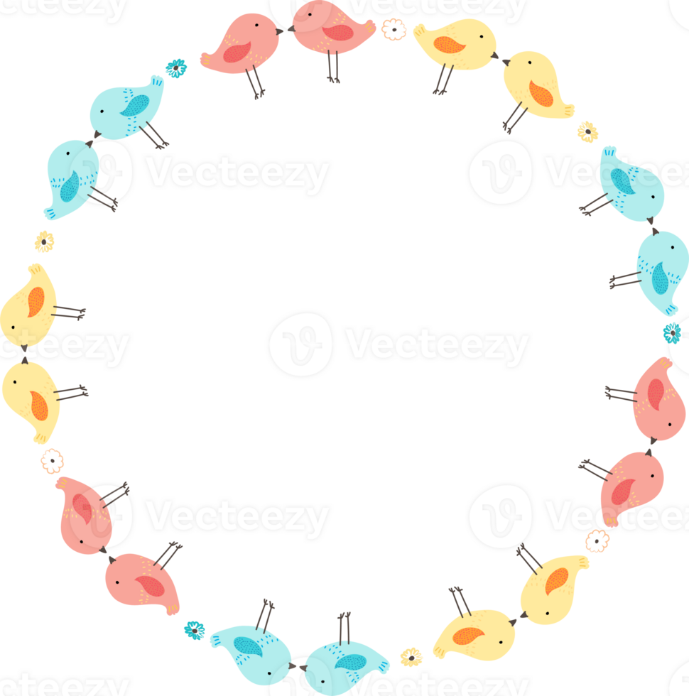 Cute wreath frame with bird png
