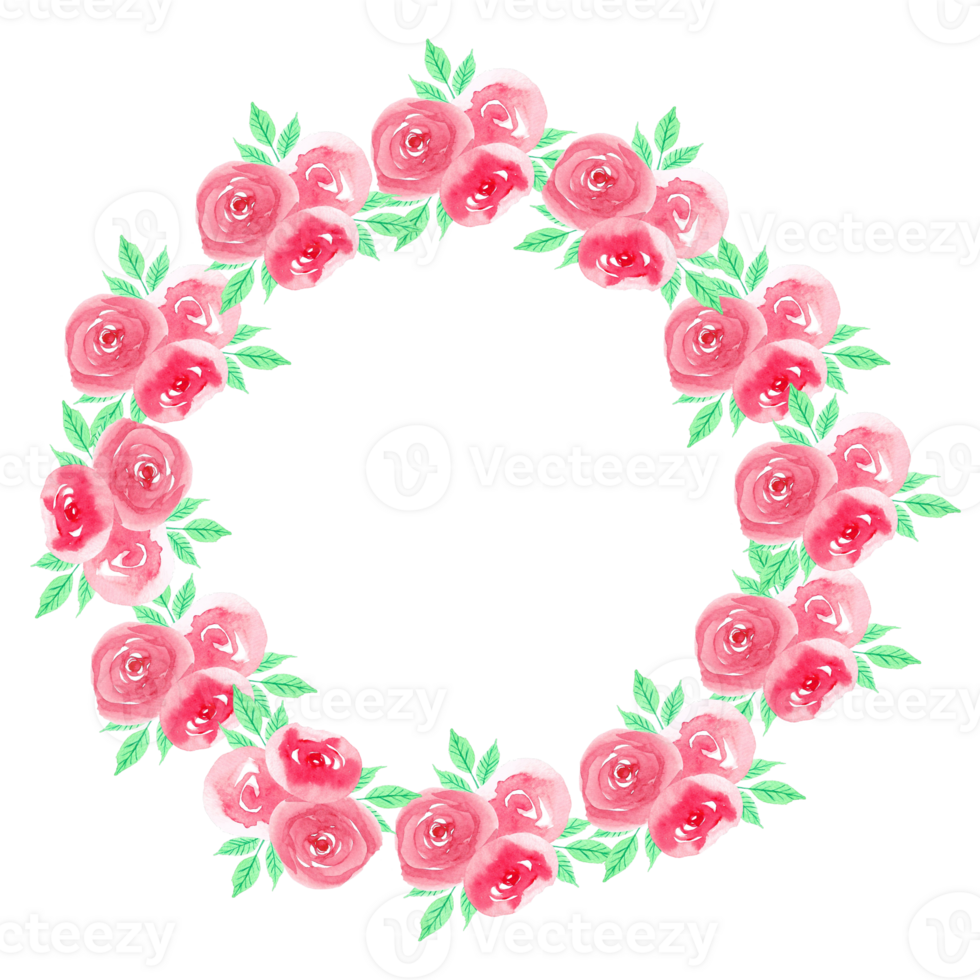 Rose watercolor wreath frame. png