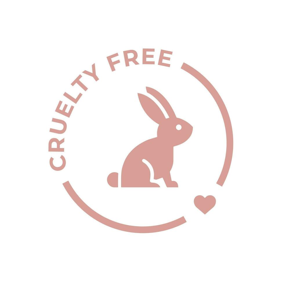 Pink animal cruelty free line icon. Not tested on animals with rabbit silhouette symbol with heart. Vector illustration.