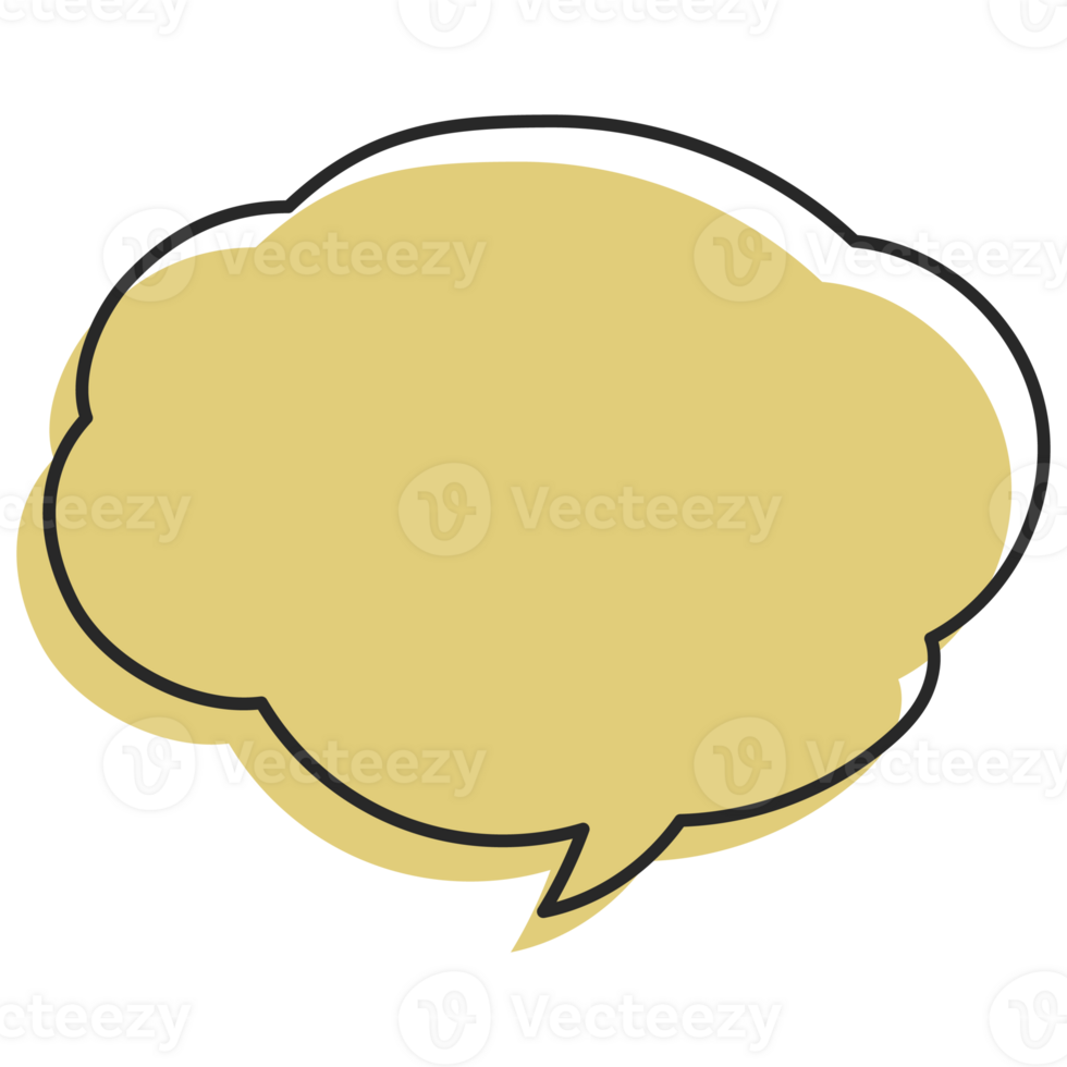 Speech symbol talk and thinking hand drawn style. Bubble with clouds thin line. png
