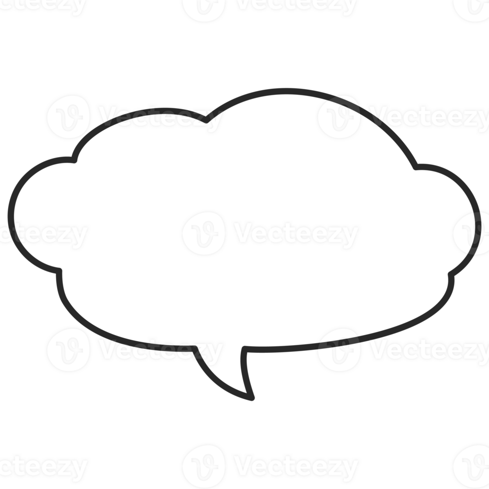 Speech symbol talk and thinking hand drawn style. Bubble with clouds thin line. png