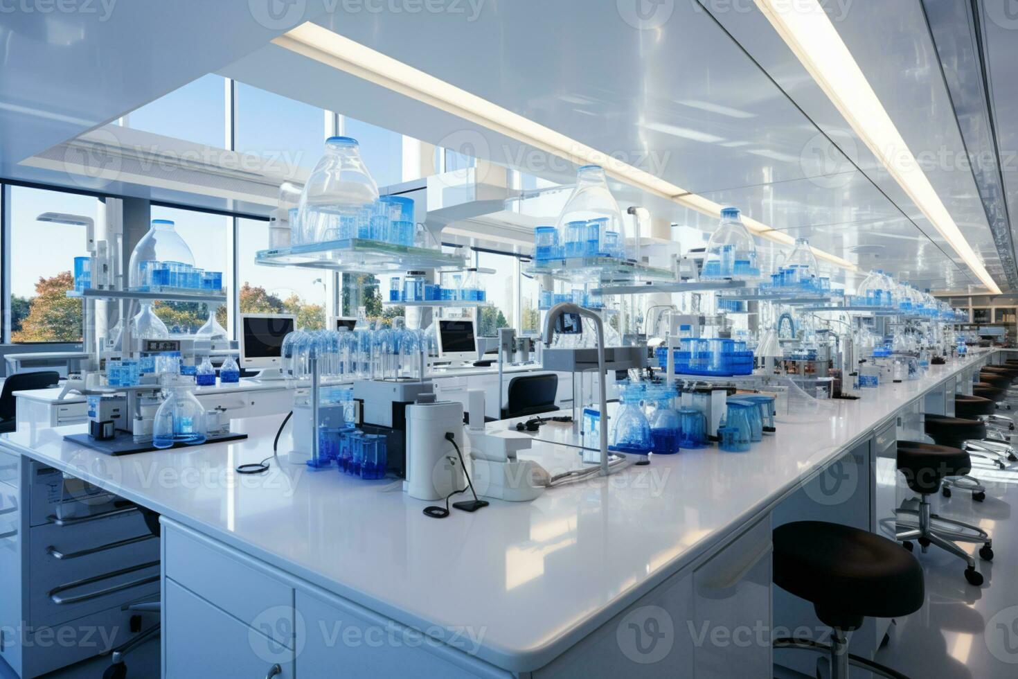 contemporáneo vacante laboratorio para avanzado biología y aplicado científico investigación ai generado foto