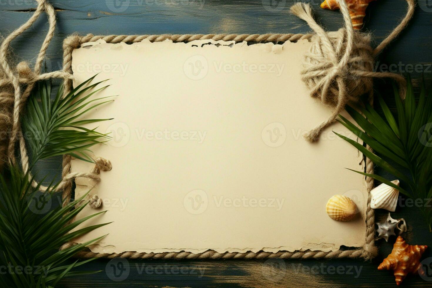 Maritime simplicity Blank paper with nautical rope border, combining practicality and charm AI Generated photo