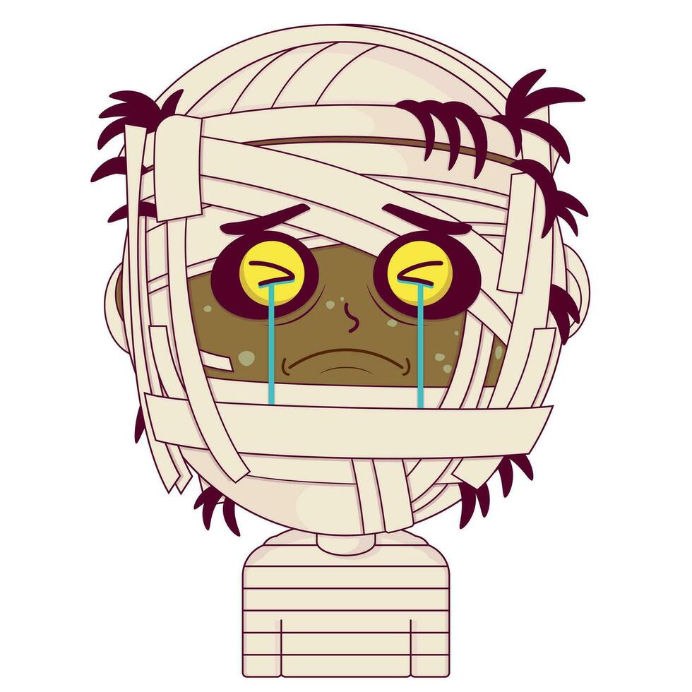 momia llorando y asustado cara dibujos animados linda vector