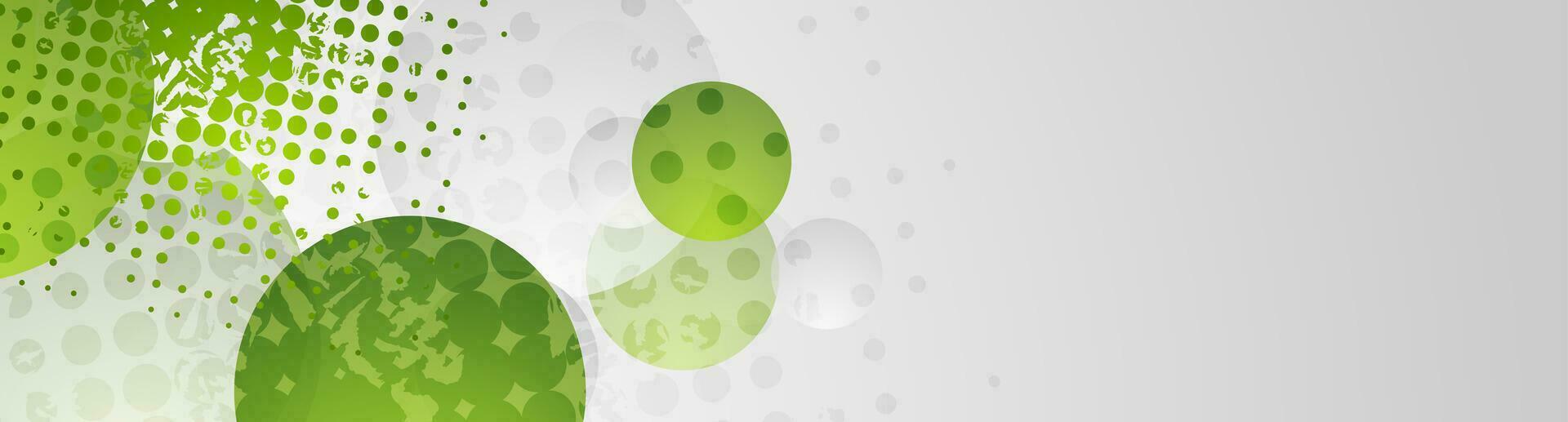 Green and grey circles abstract geometric banner vector