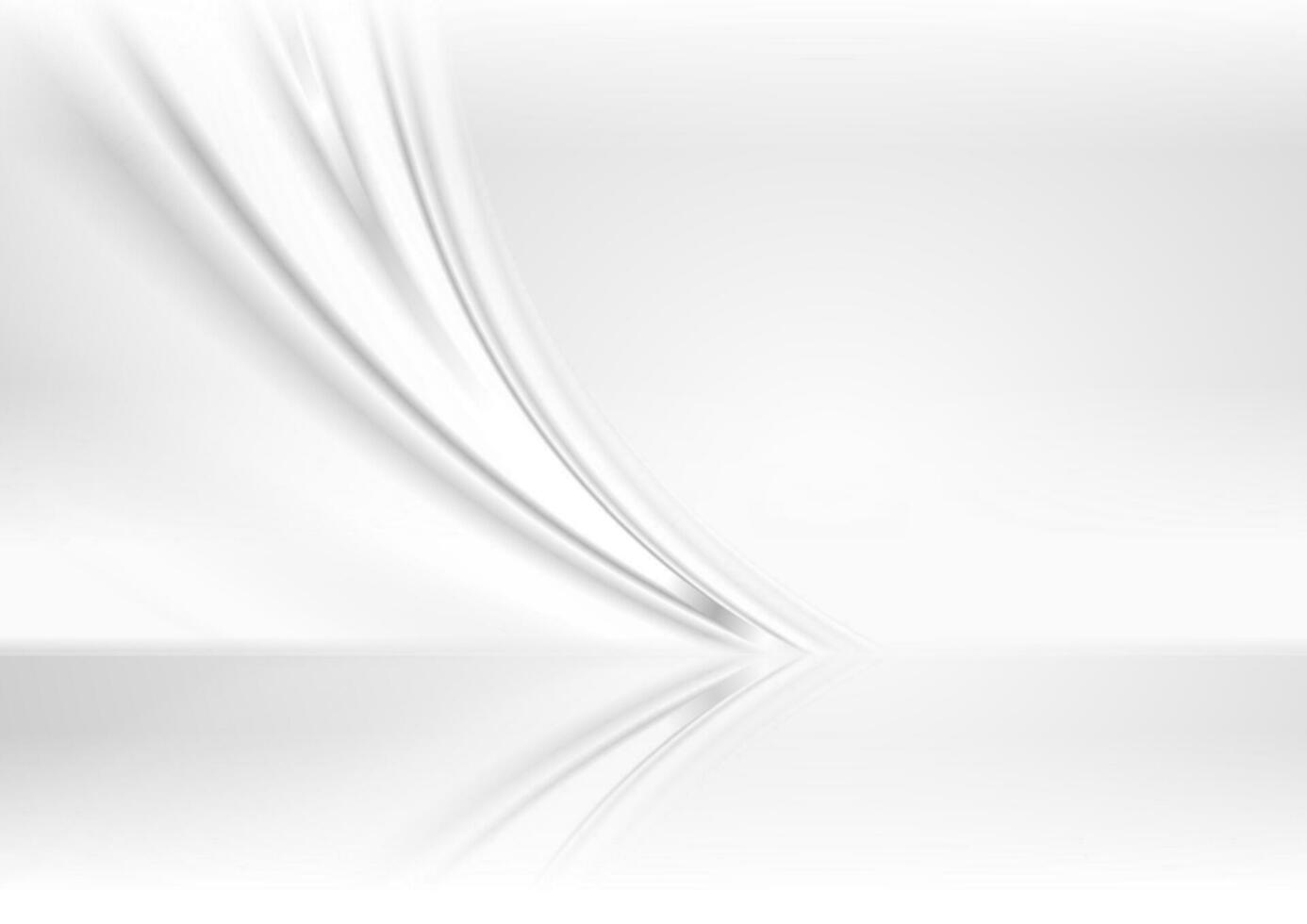 Grey white smooth wave abstract tech background vector
