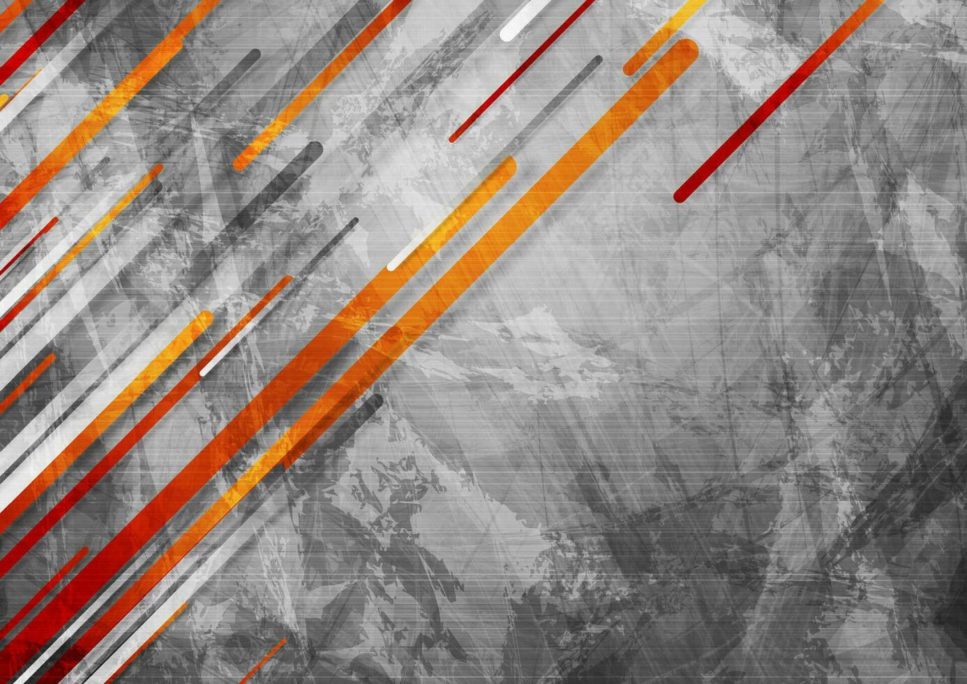 Grey orange stripes grunge tech geometric abstract background vector