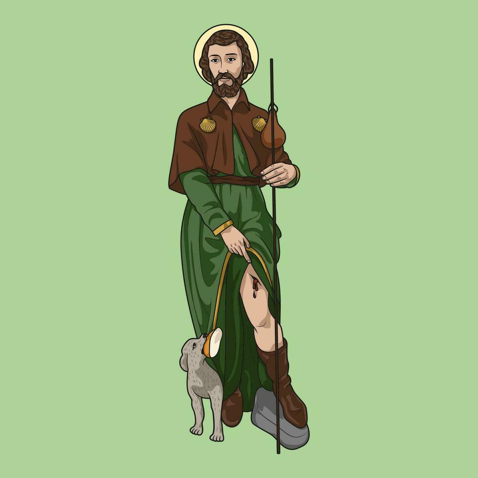 Saint Roch of Montpellier Colored Vector Illustration