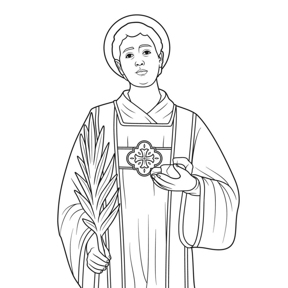 Saint Stephen Protomartyr Vector Illustration Outline Monochrome