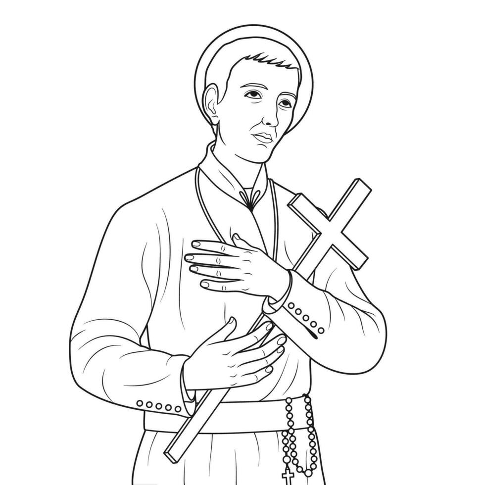 Saint Gerard Majella Vector Illustration Outline Monochrome