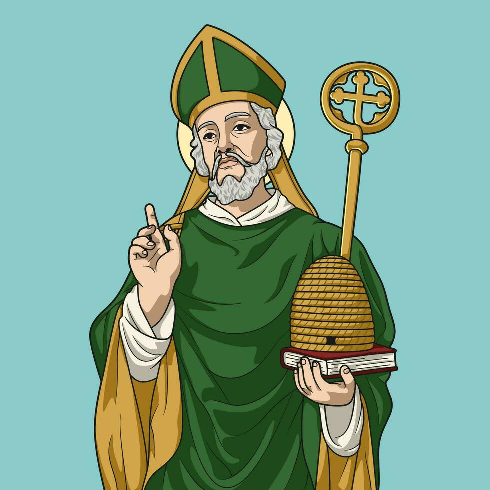 Saint Ambrose Bishop of Milan Colored Vector Illustration