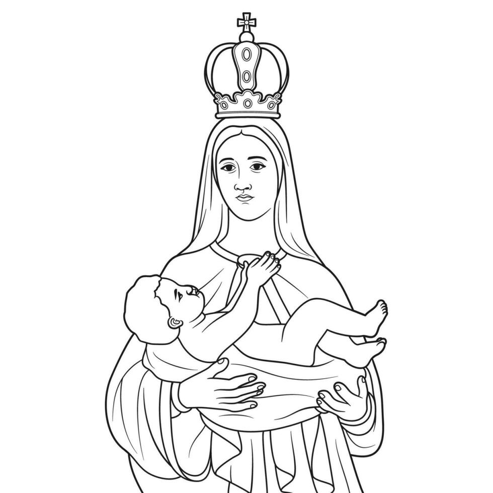 Our Lady of the Nativity Vector Illustration Outline Monochrome