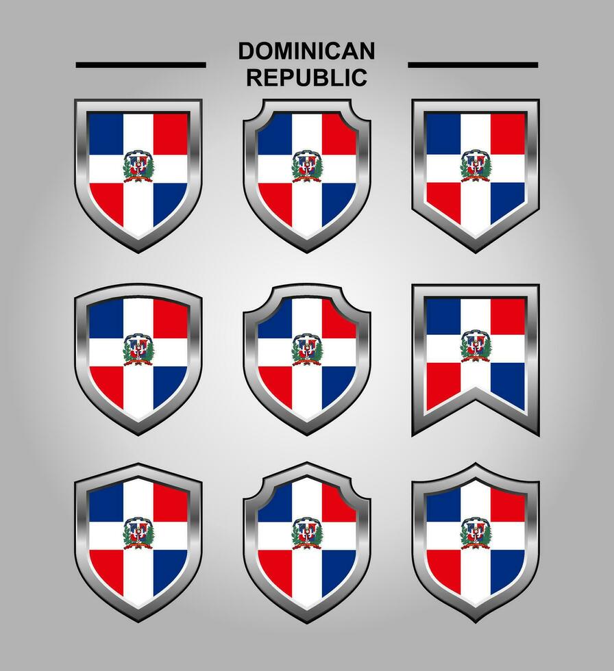 Dominican Republic National Emblems Flag with Luxury Shield vector