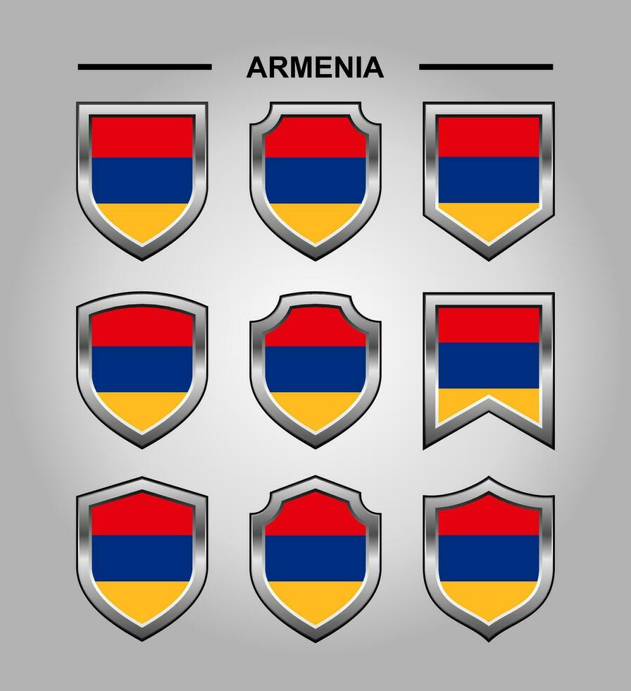 Armenia National Emblems Flag with Luxury Shield vector