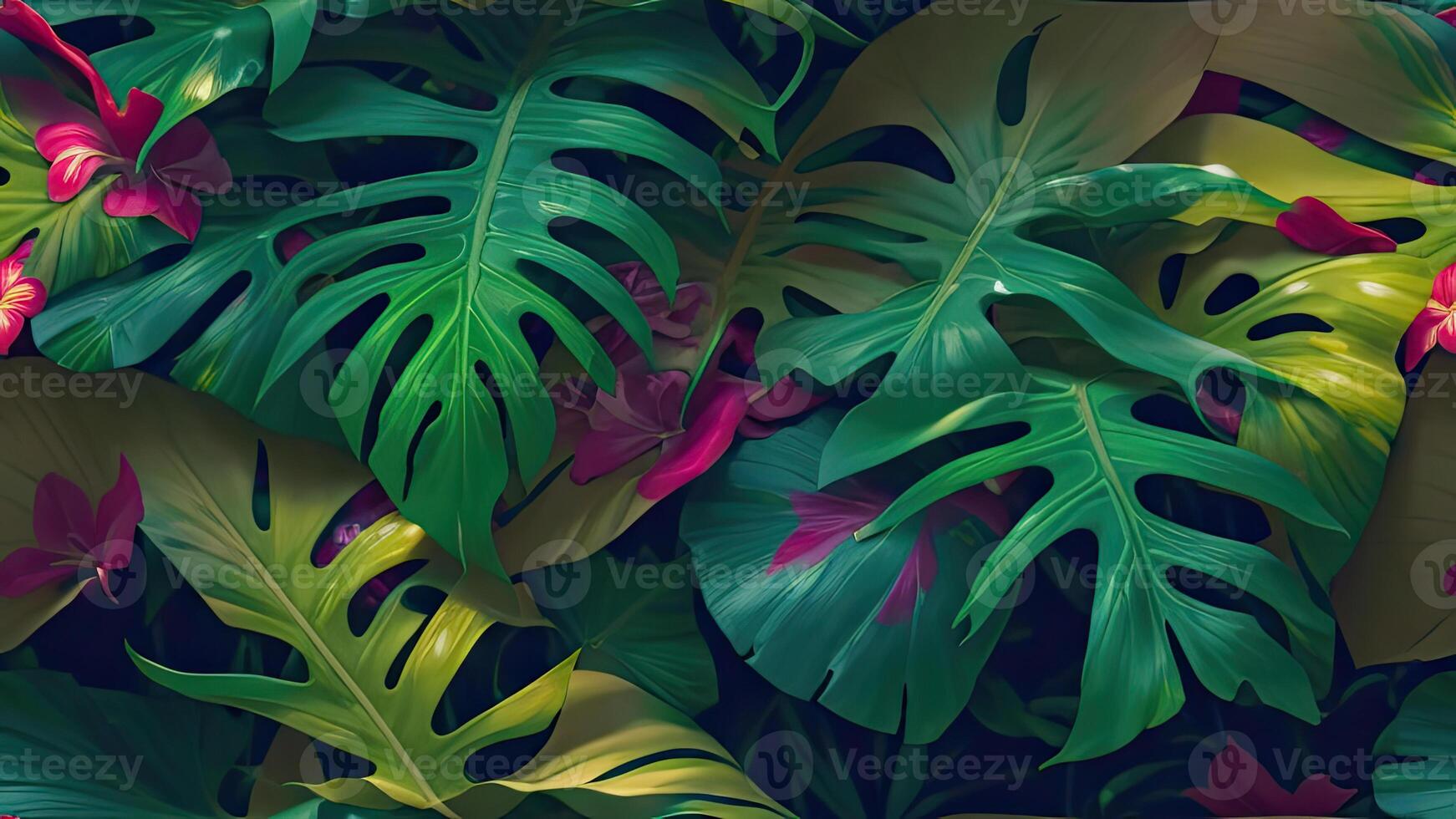 , tropical leaves background with various illustration photo