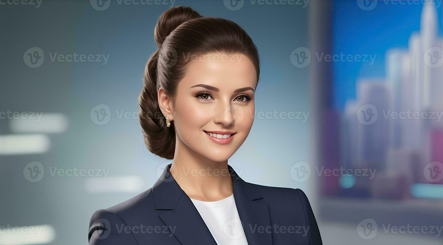 a photo of a tv news female presenter on a popular channel. live stream broadcast on television. AI Generative