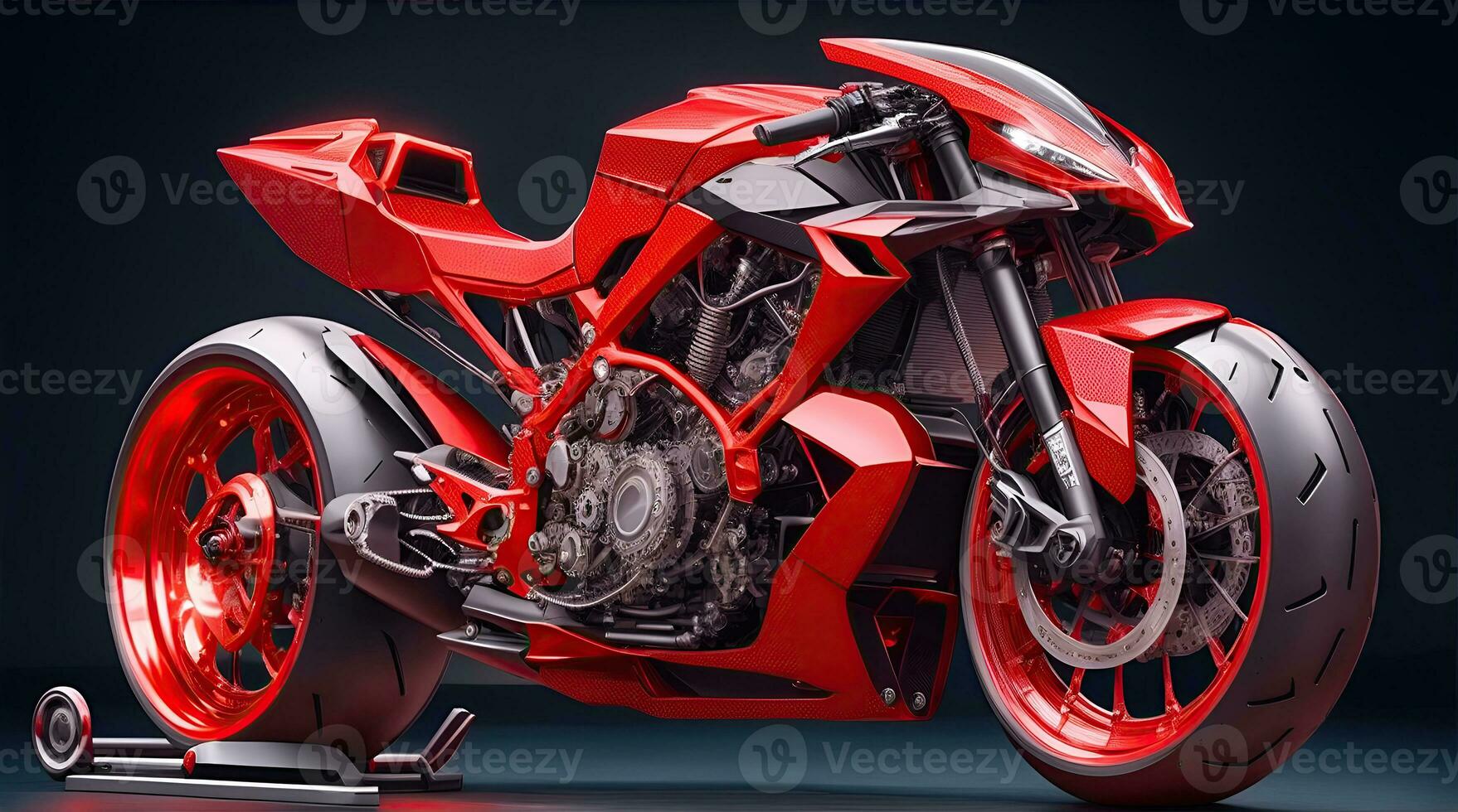 AI Generative, Conceptual design of A custom motorcycle isolated on various background photo
