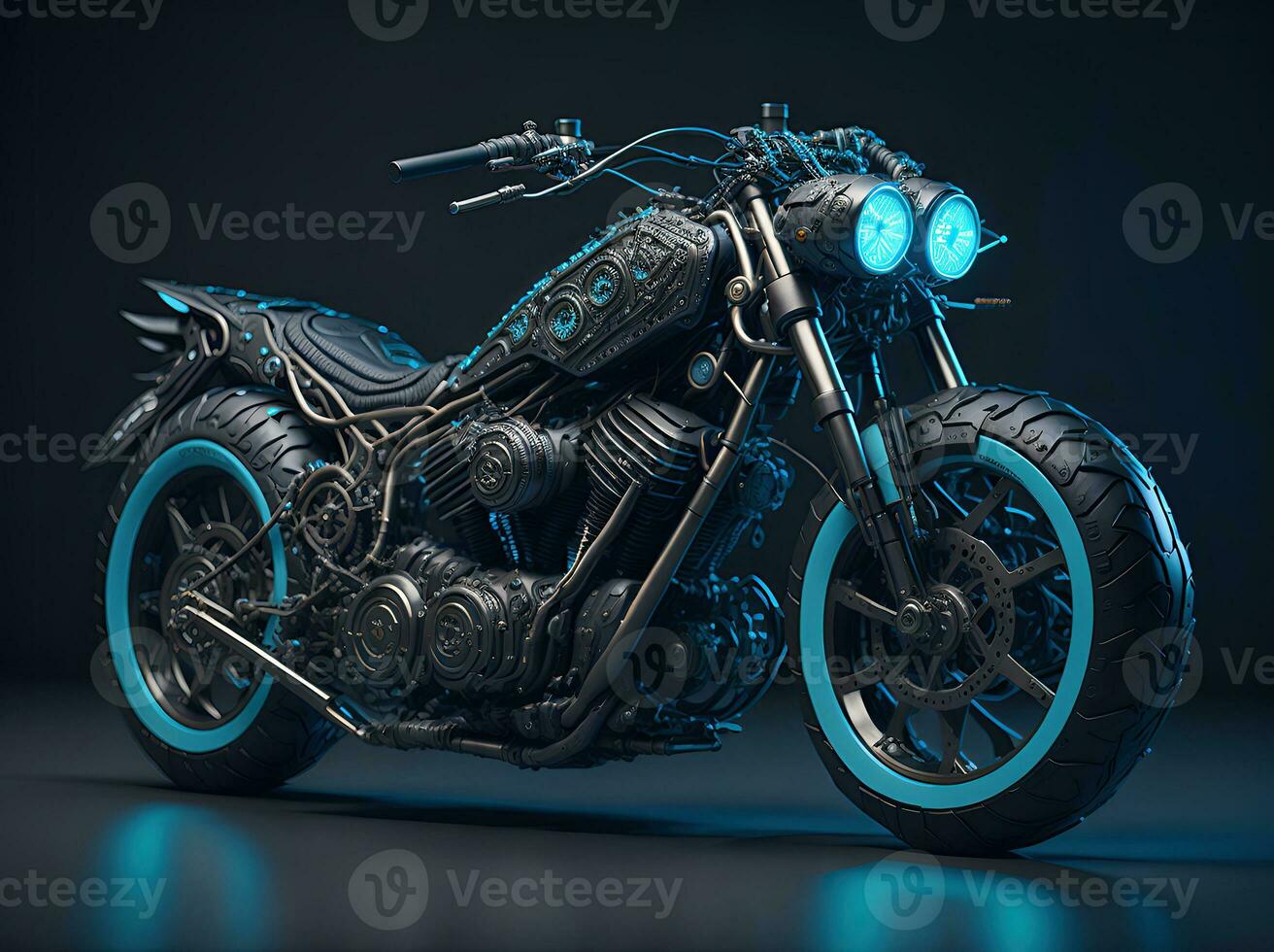 AI Generative, Conceptual design of A custom motorcycle isolated on various background photo