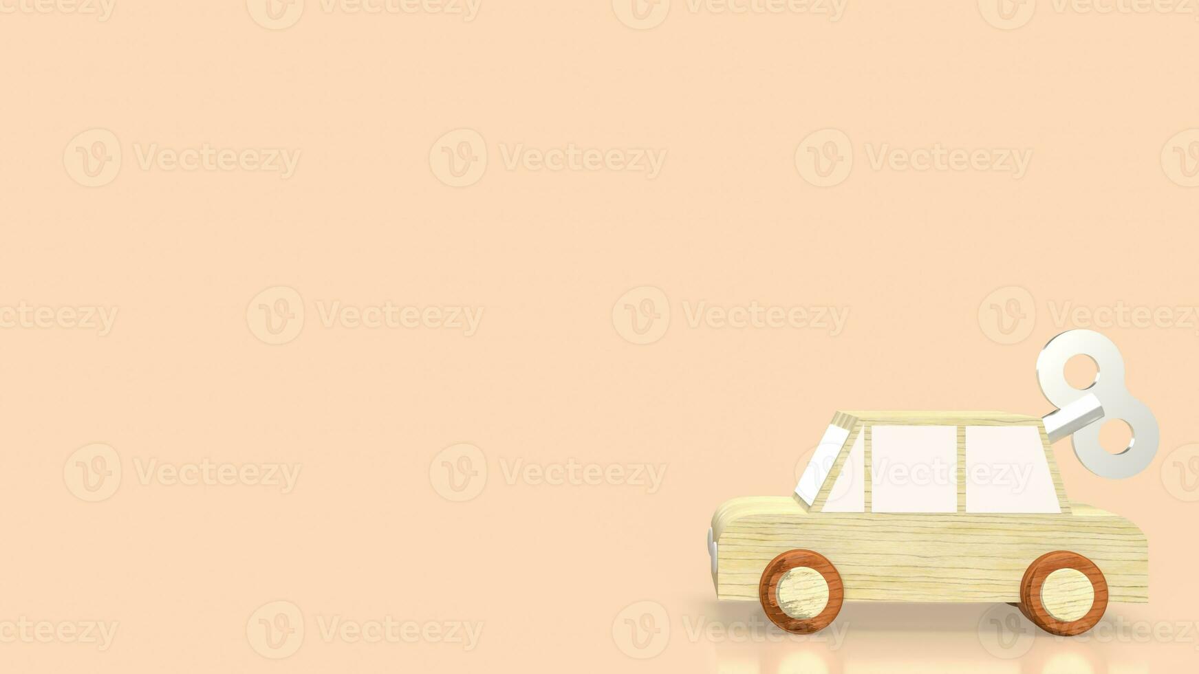 The car wood toy with wind up for service concept 3d rendering photo