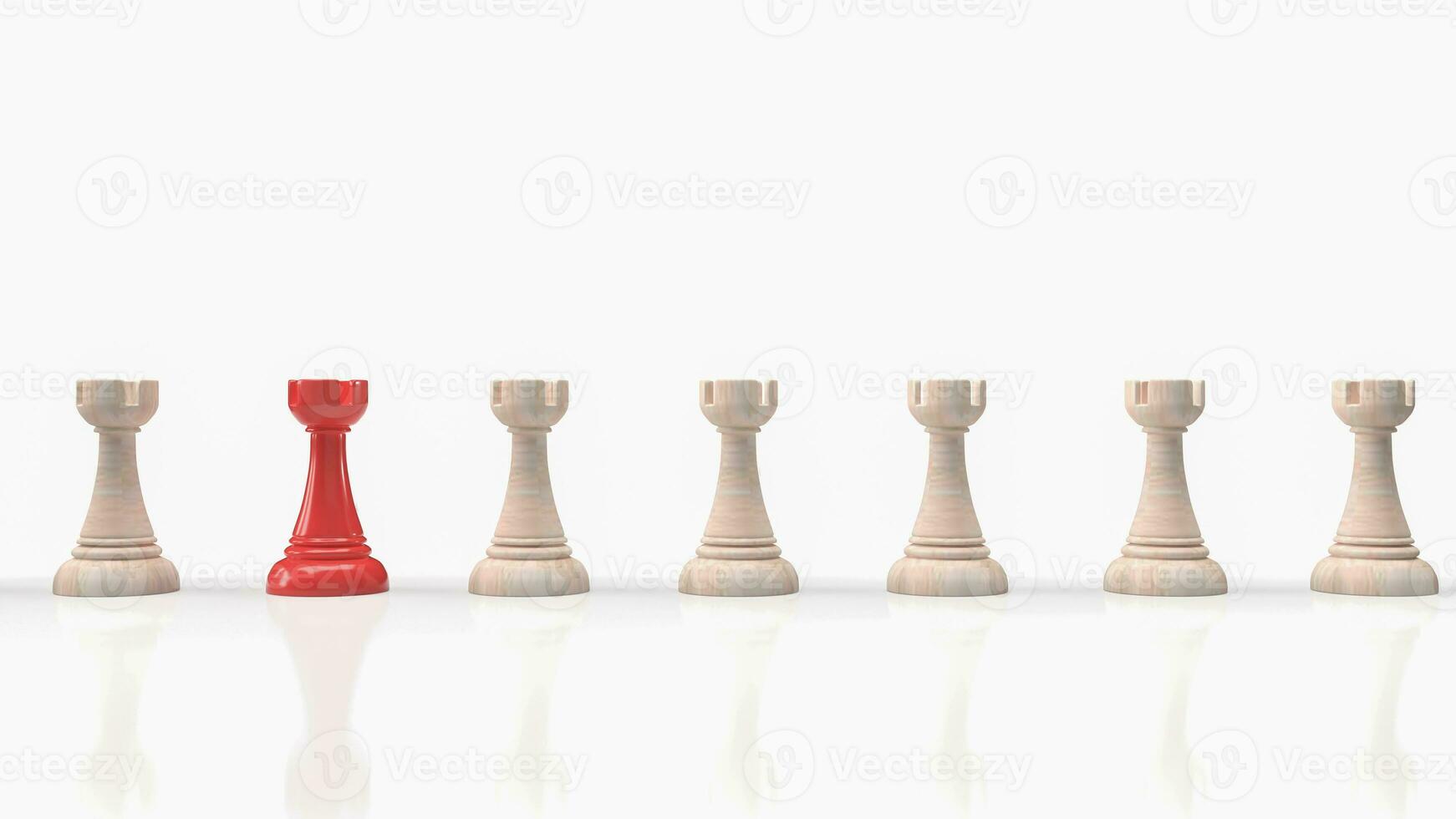 el rojo ajedrez y madera para humano recursos concepto 3d representación foto