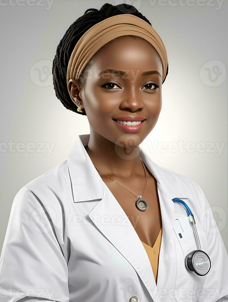 AI Generative, Smilling female doctor portait. Healthcare medical and medicine concept. photo
