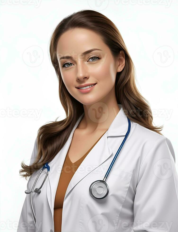 AI Generative, Smilling female doctor portait. Healthcare medical and medicine concept. photo
