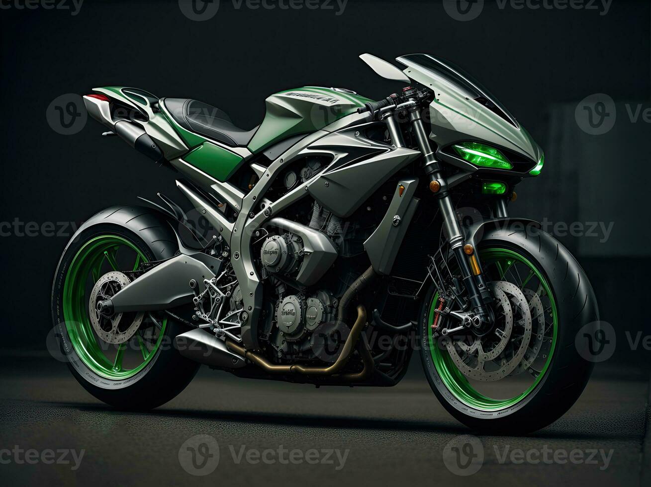 Conceptual design of A custom motorcycle isolated on various background photo