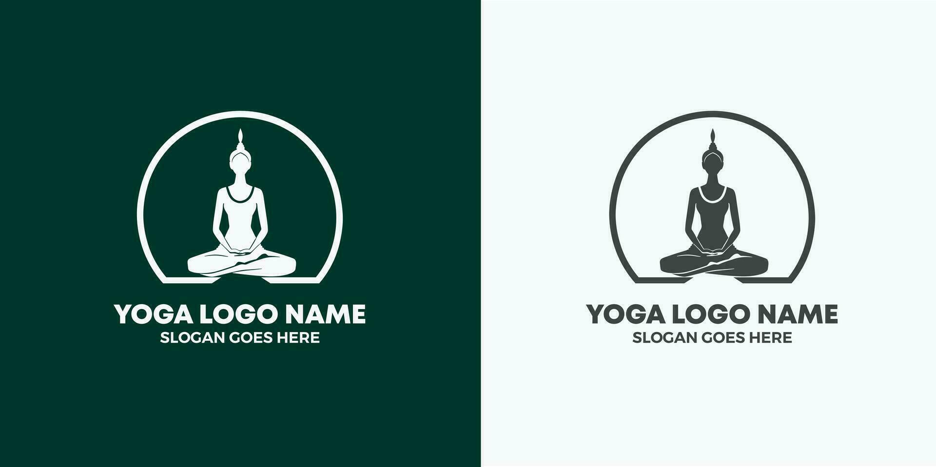 Abstract Yoga pose vector logo design template. Free Vector