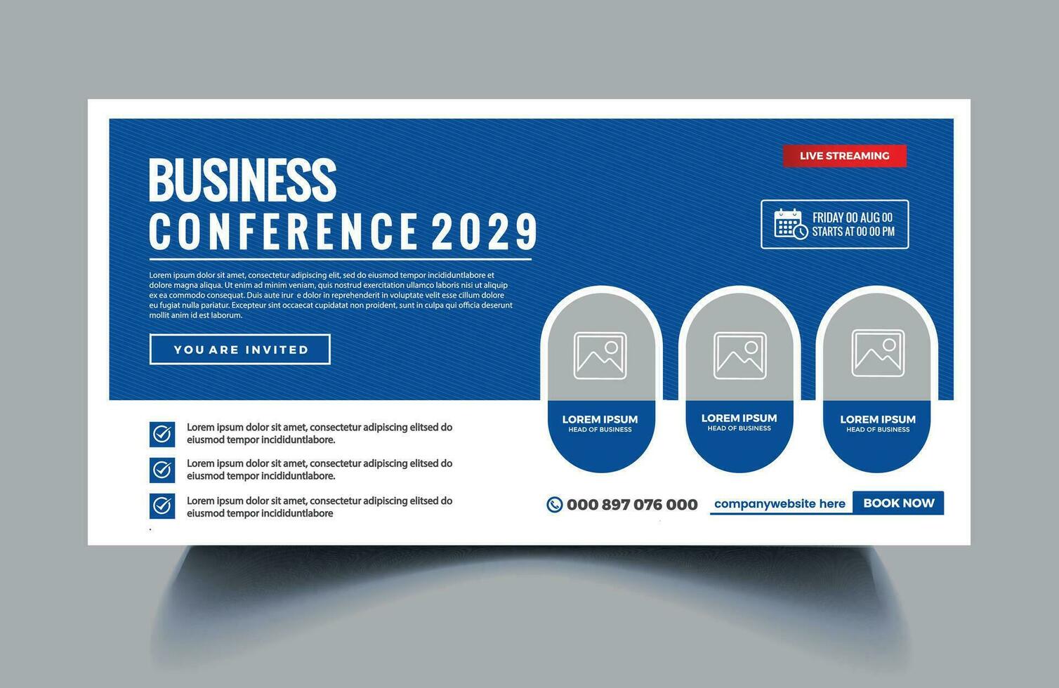 Modern business webinar conference web banner template Free Vector