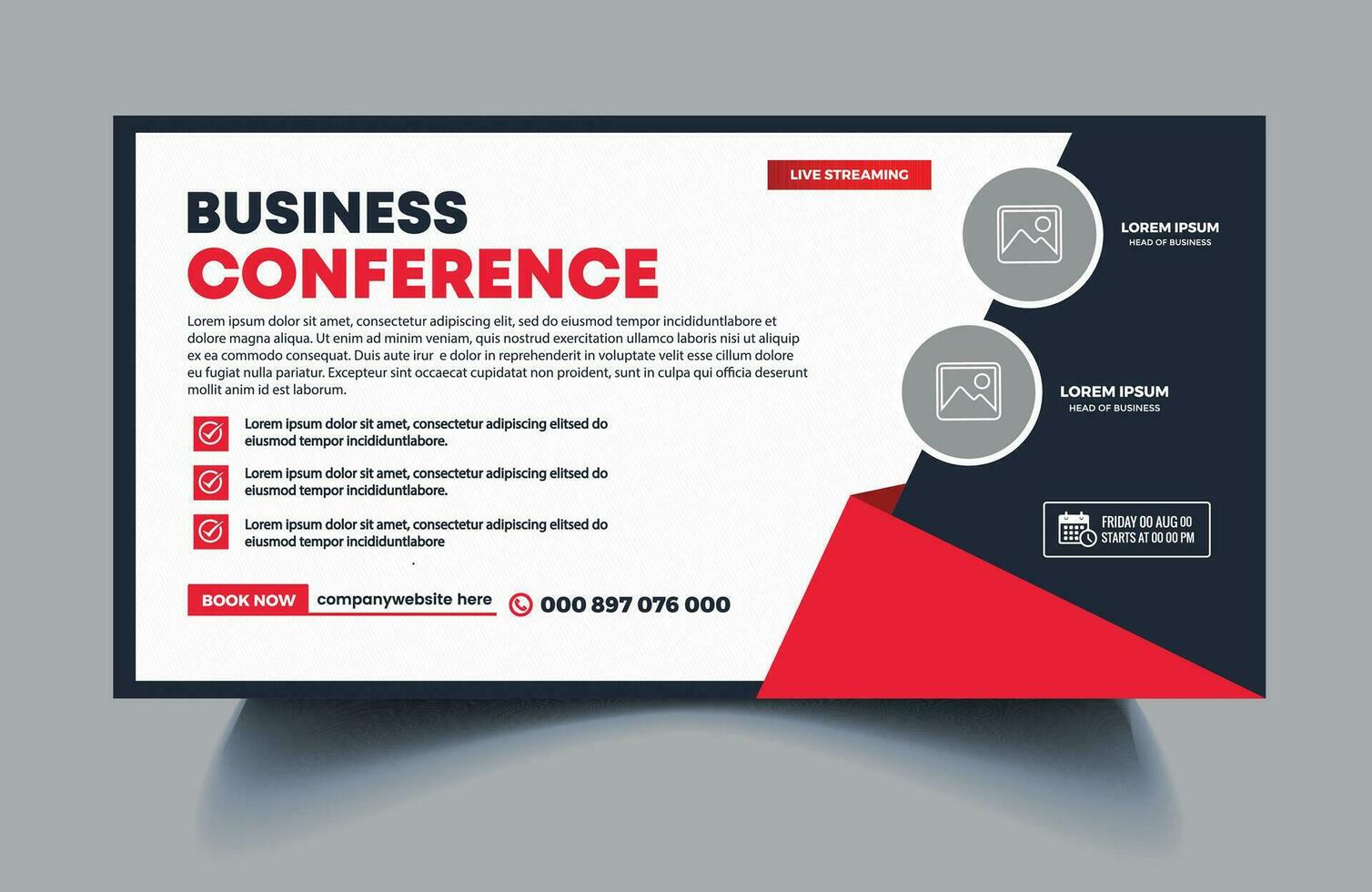 Online business webinar conference web banner template Free Vector