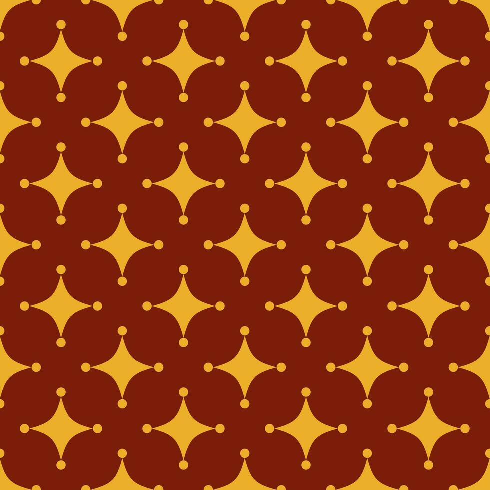 Seamless geometric pattern in art deco style with golden elements on red background. Vector print for fabric background