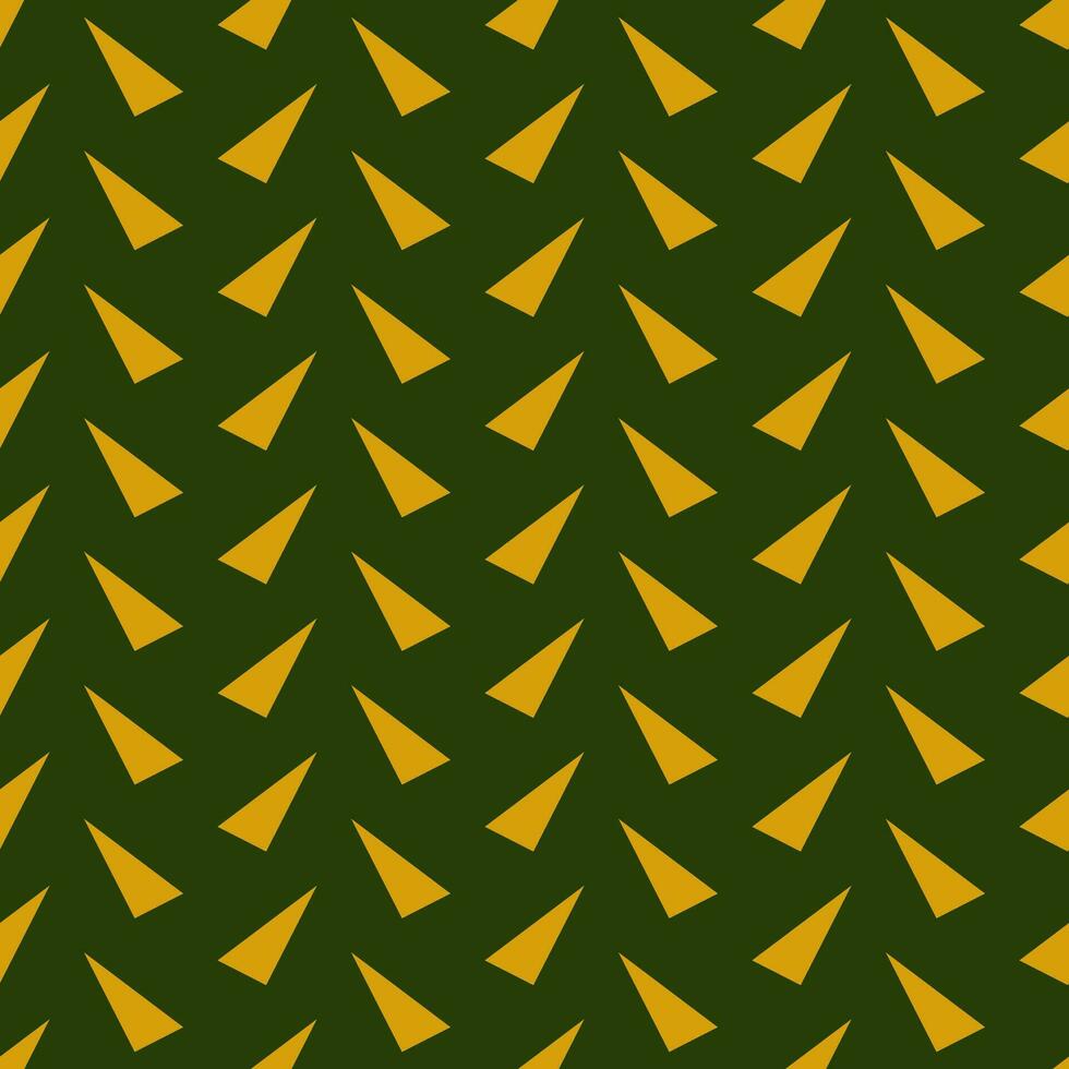 Seamless geometric pattern in art deco style with golden elements on green background. Vector print for fabric background