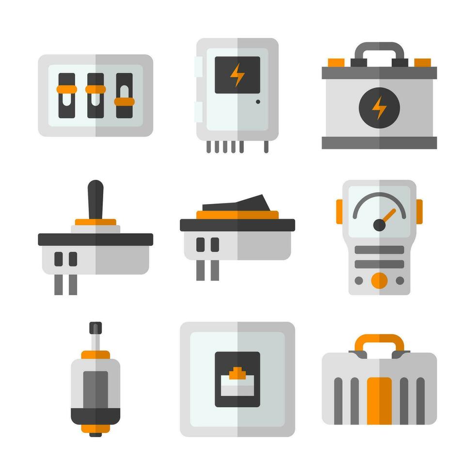 Electronic Components Color Vector Elements Icons