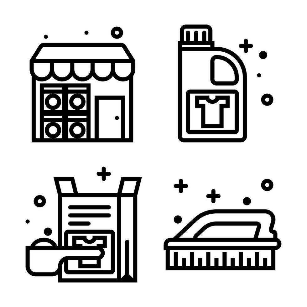 Vector Laundry and Washing Icons Symbols in Line Style