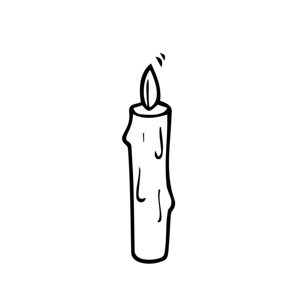 Burning candle hand drawn illustration. Holiday, Birthday greeting card, celebration invitation design element. Easter cakes line art drawing. Pastry doodle. Festive dessert freehand sketch vector