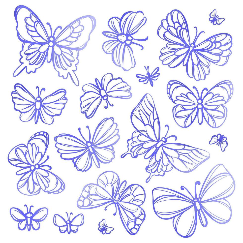 mariposas bosquejo acuarela vector ilustración colección