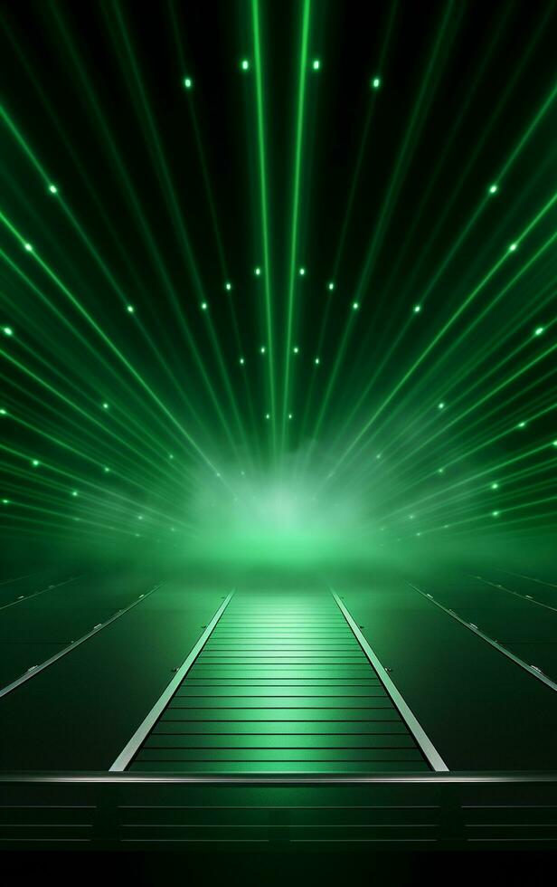 Ai generative Backdrop With Illumination Of green Spotlights For Flyers realistic image, ultra hd, high design very detailed photo