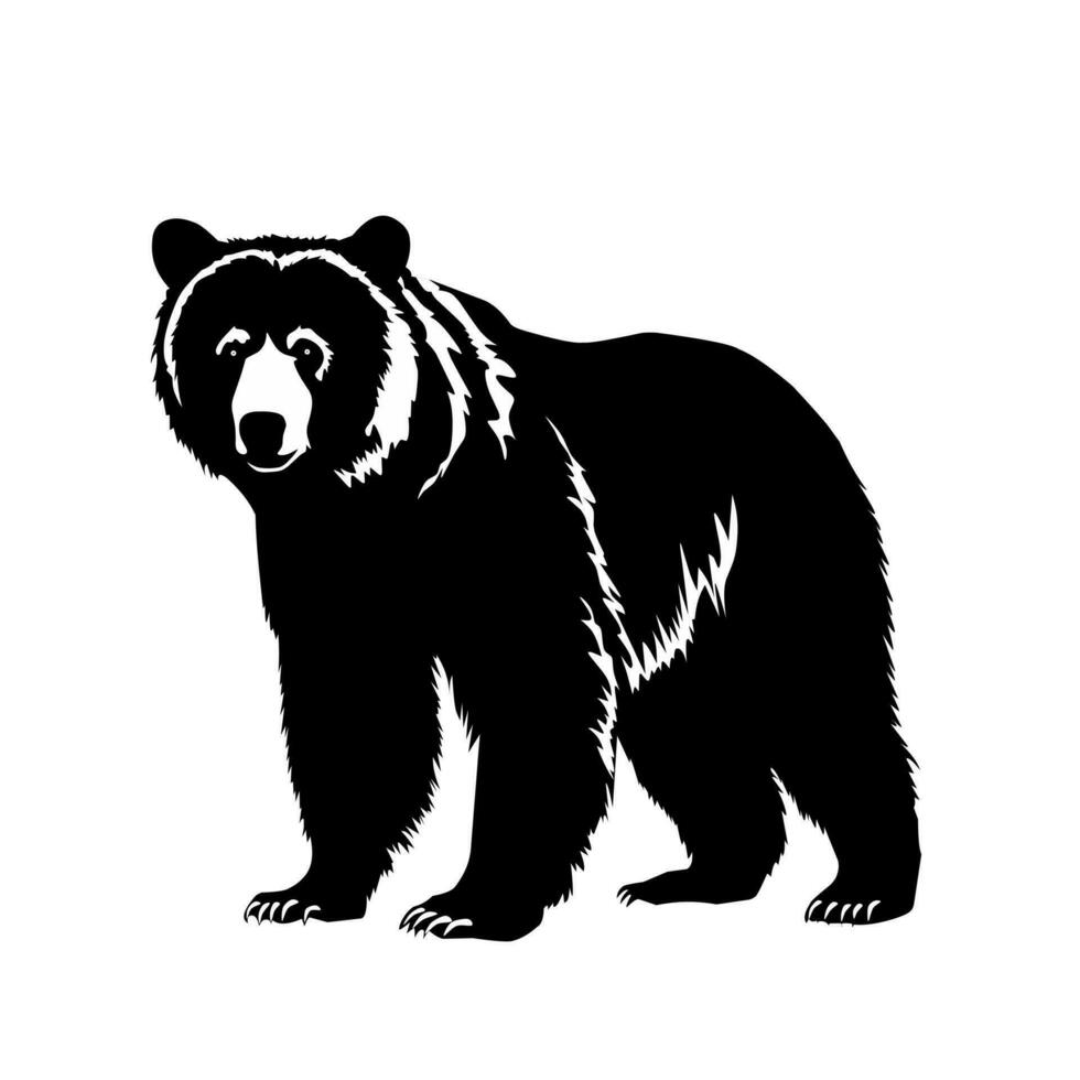 black and white bear illustration design on a white background vector